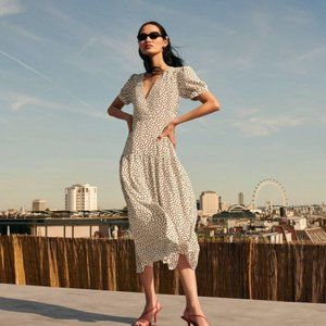 black and white starlight spot smock dress